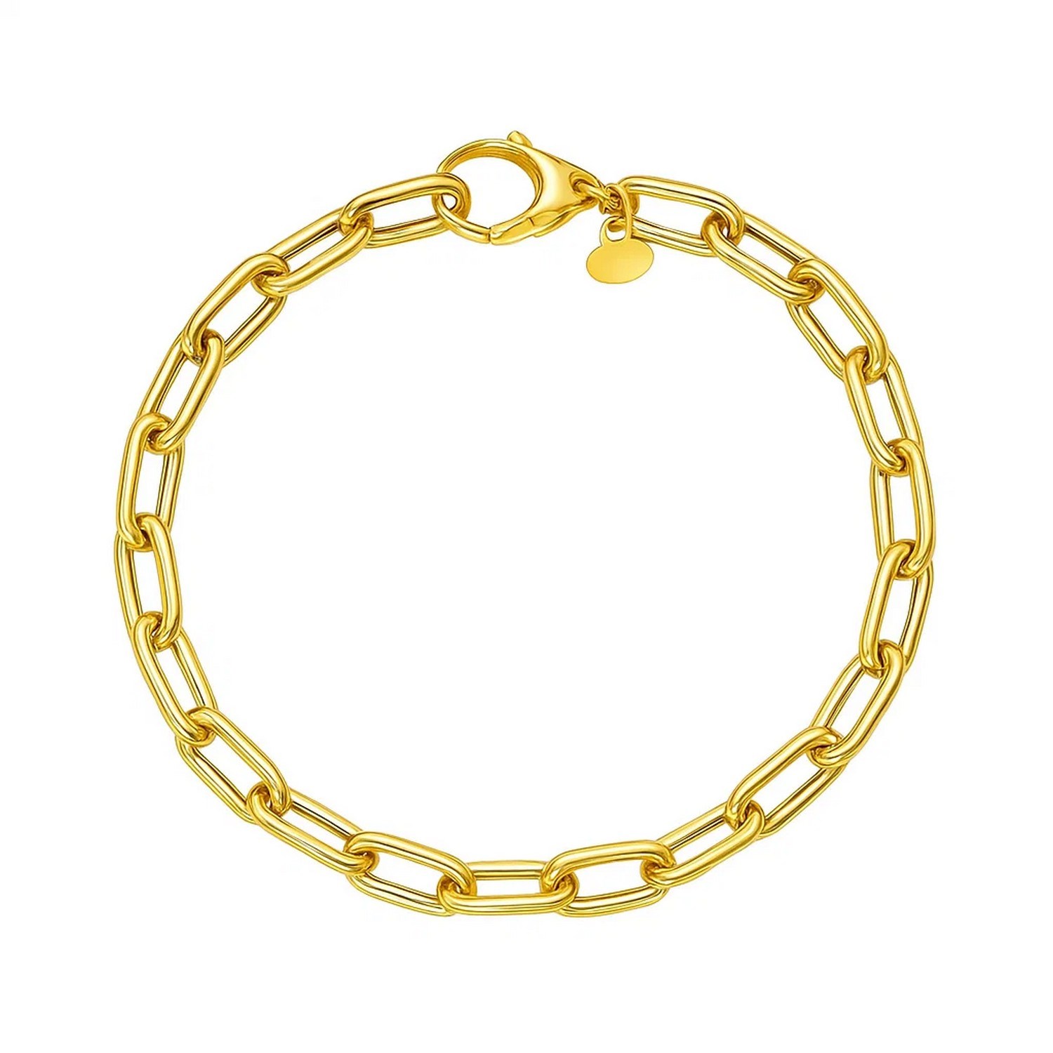 14K Yellow Gold Charm Lock Paperclip Chain Bracelet