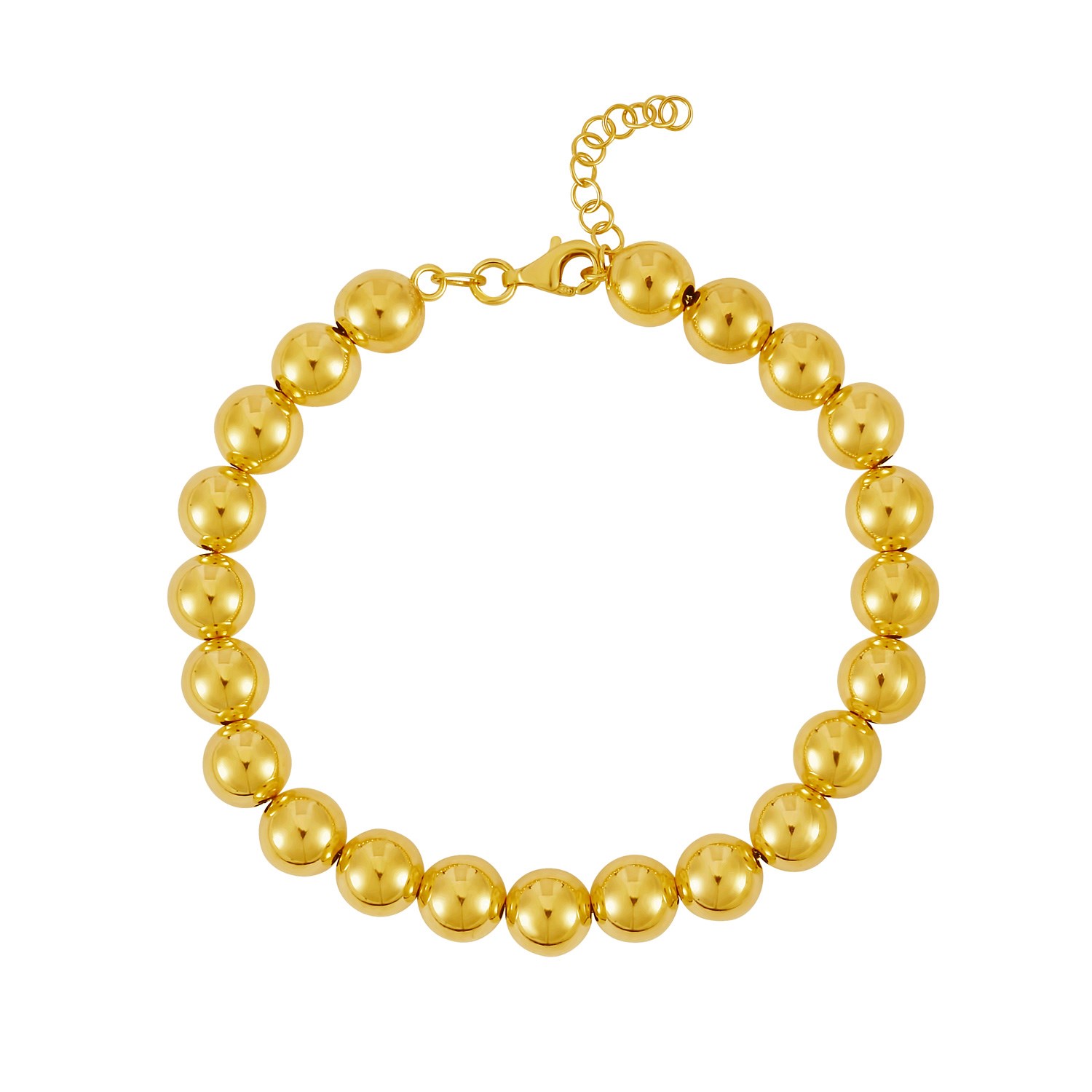 Polished 8mm Bead Bracelet in 14K Yellow Gold (8.00 mm) - Image 2