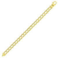 14k Yellow Gold Mens Bracelet with Rail Motif Links (5.00 mm)