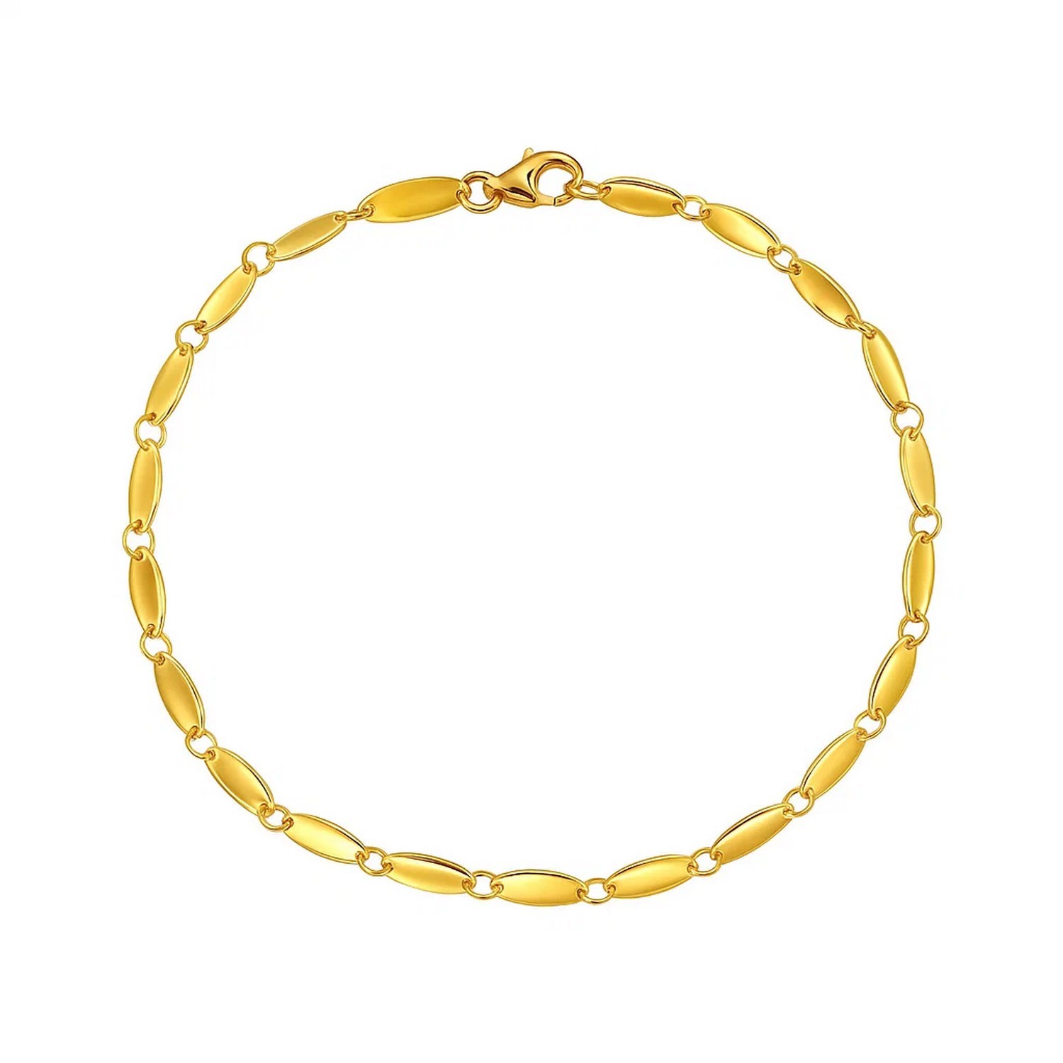 14K Yellow Gold Flat Pebble Link Bracelet (2.50 mm)