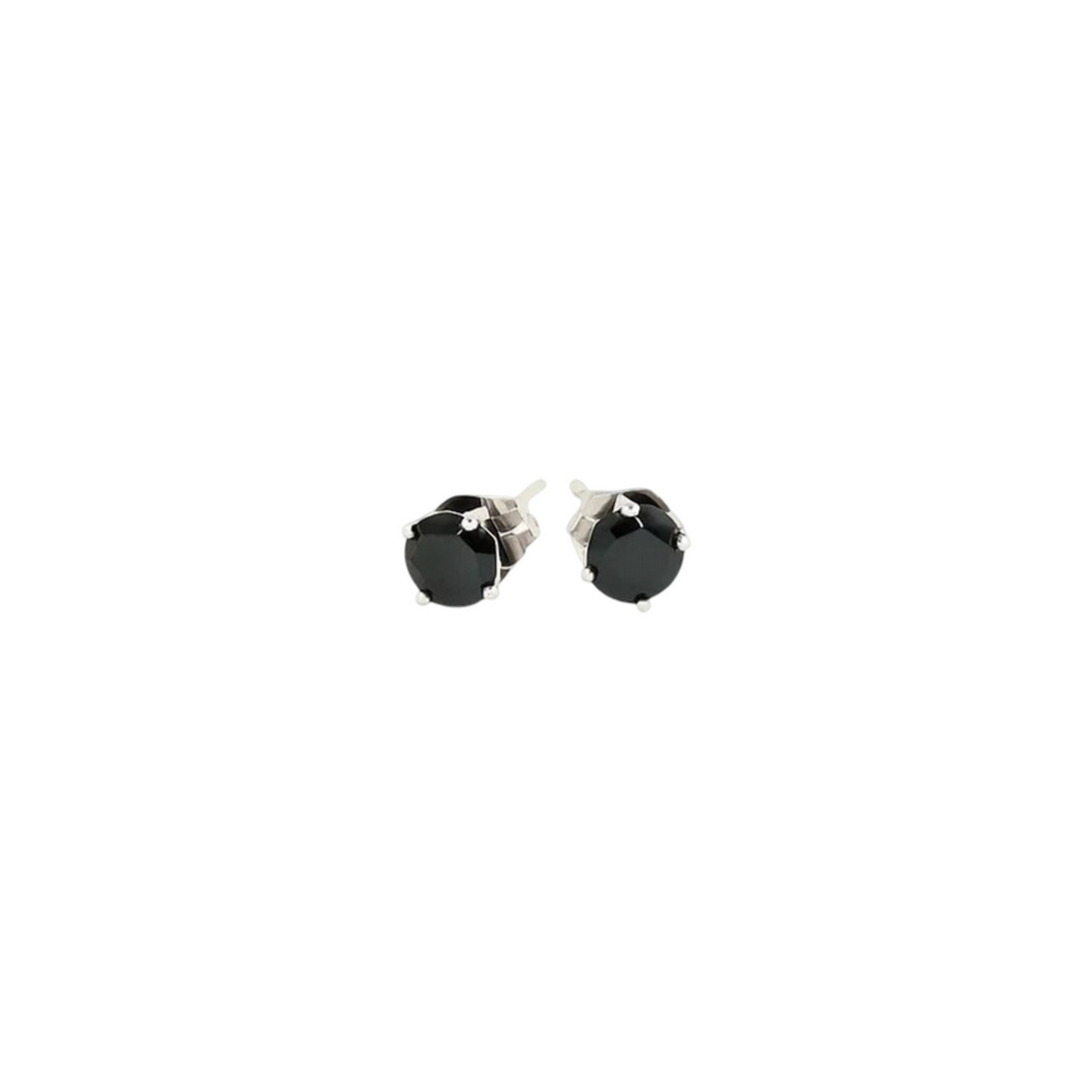 14k White Gold Stud Earrings with Black Cubic Zirconia(4mm) - Image 2