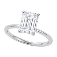 3 Carat Emerald Lab Grown IGI G/VS1 Diamond Solitaire Ring in 10K White Gold