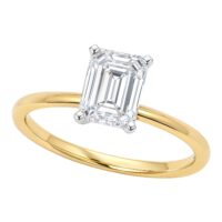 3 Carat Emerald Lab Grown IGI G/VS1 Diamond Solitaire Ring in 14K Yellow Gold