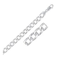 Rhodium Plated Sterling Silver Curb Style Bracelet (8.40 mm)