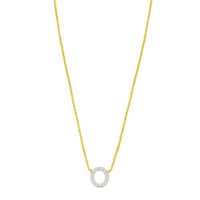 14K Yellow Gold Mini Diamond O Initial Pendant Necklace