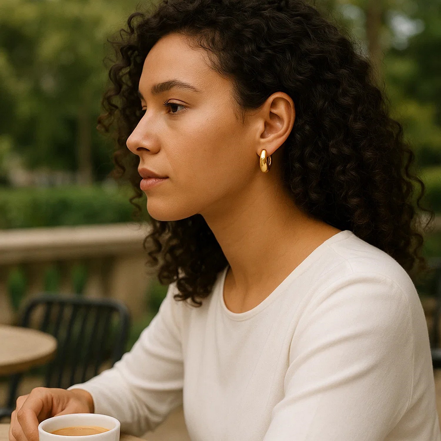 Tapered Huggie Hoop Earrings in 14K Yellow Gold - Image 4