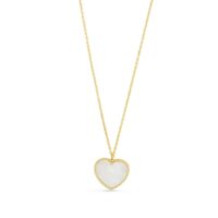 14k Yellow Gold High Polish Heart Pearl Paste Necklace