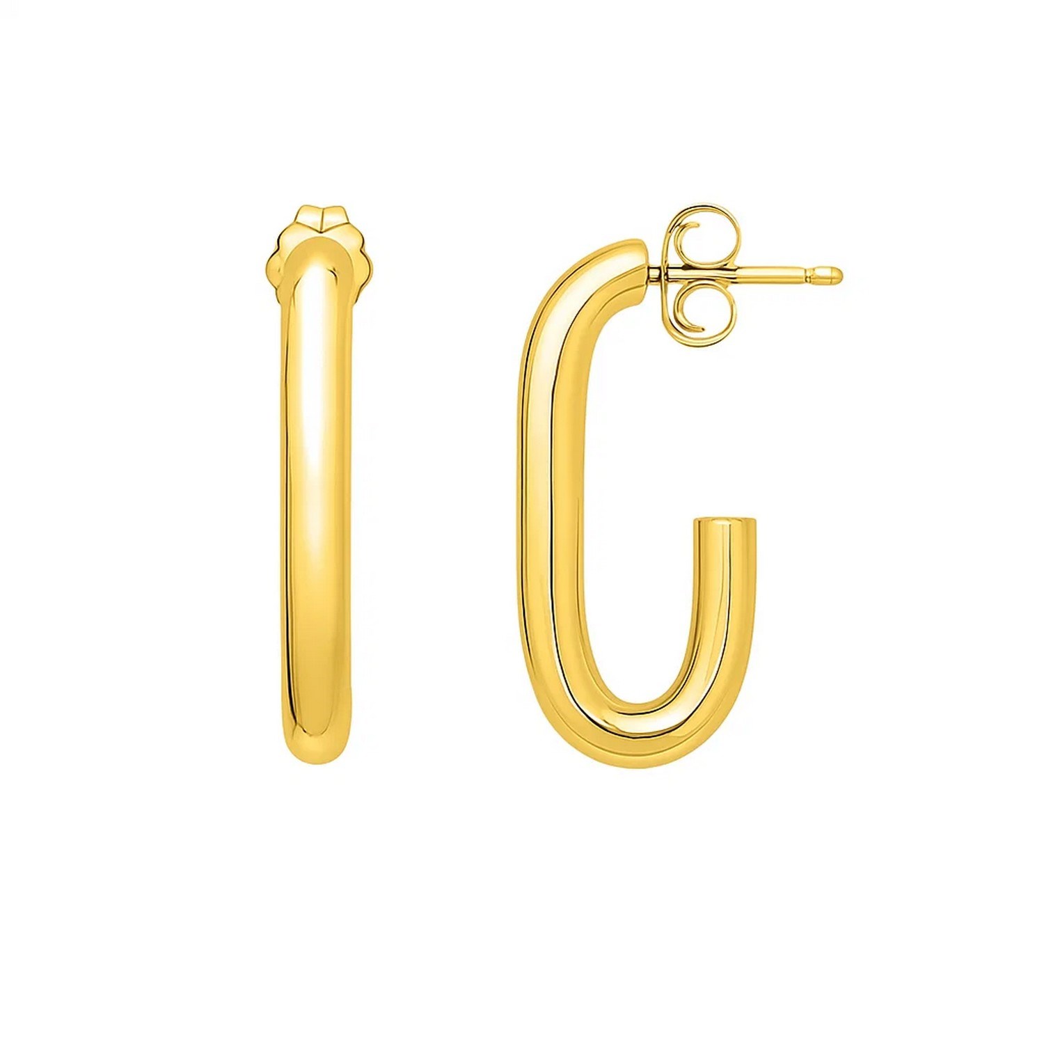 Paperclip Hoop Earrings in 14K Yellow Gold (27mmx12mm) - Image 2