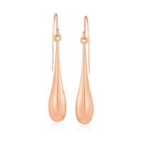 14k Rose Gold Long Polished Teardrop Dangling Earrings
