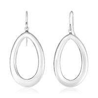 Sterling Silver Polished Puffed Teardrop Motif Dangle Earrings