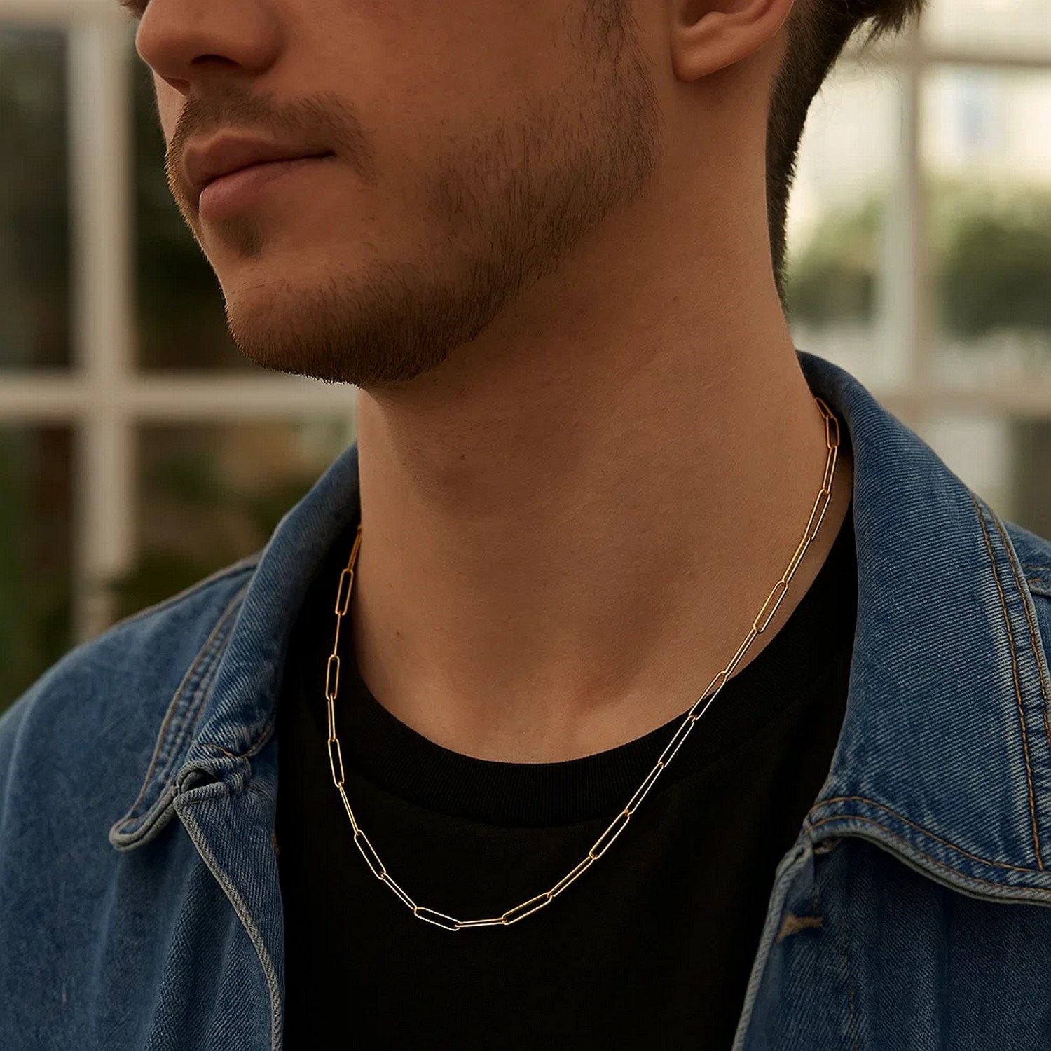 14k Yellow Gold Wire Paperclip Chain (2.7 mm) - Image 6