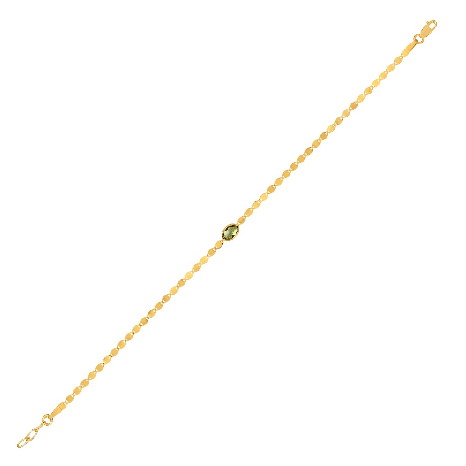 14K Yellow Gold Peridot Mirrored Chain (2.20 mm)