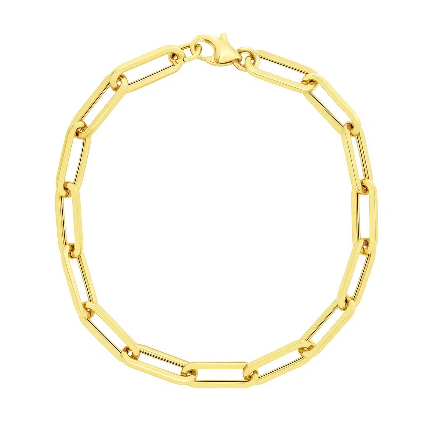 14k Yellow Gold 8 inch Extra Wide Paperclip Chain Bracelet (9.60 mm) - Image 2