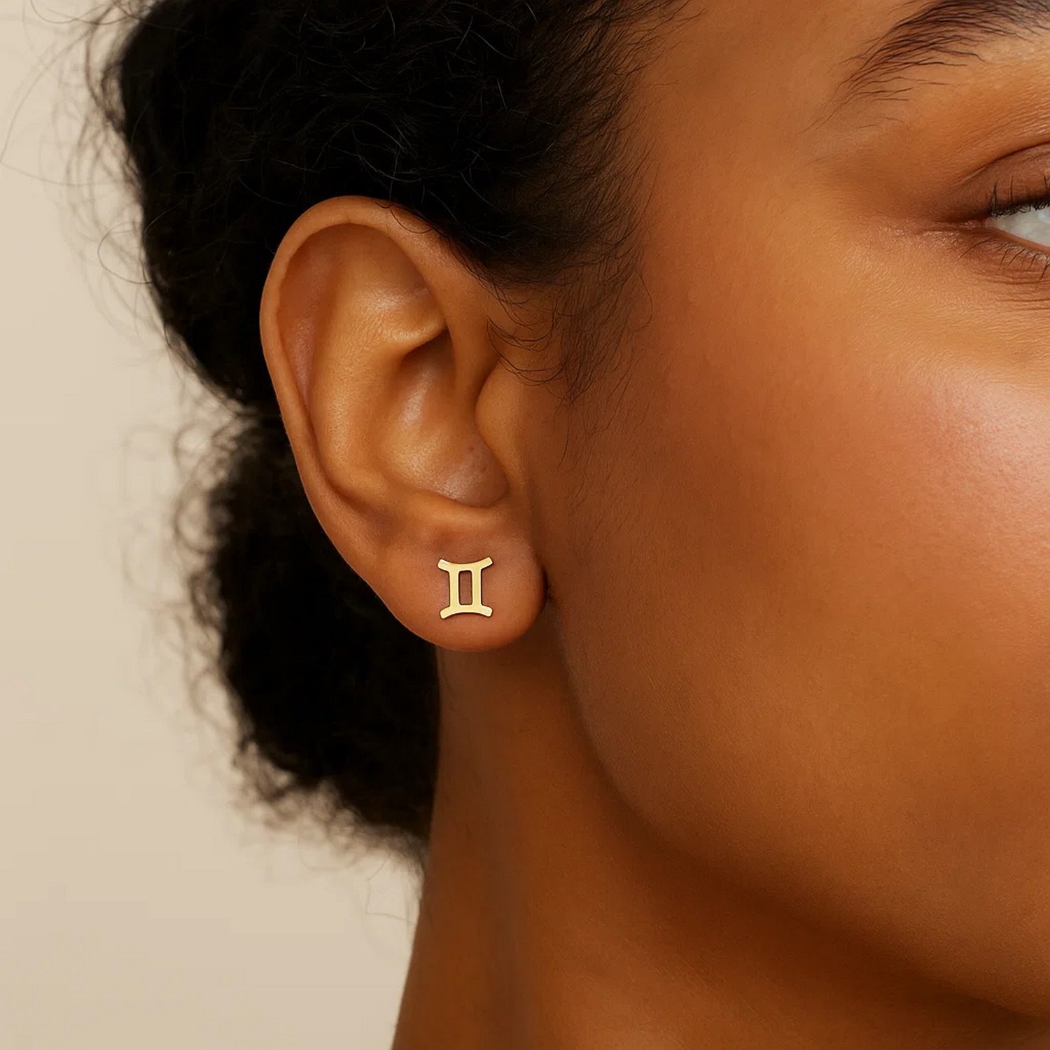 14K Yellow Gold Gemini Stud Earrings - Image 4