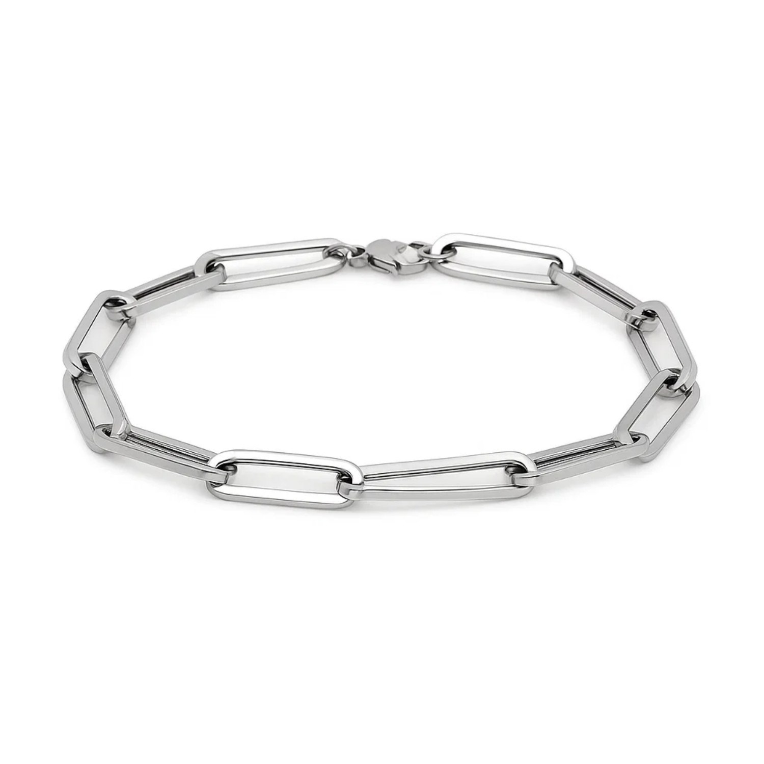 14K White Gold Extra Wide Paperclip Chain Bracelet (6.10 mm) - Image 3