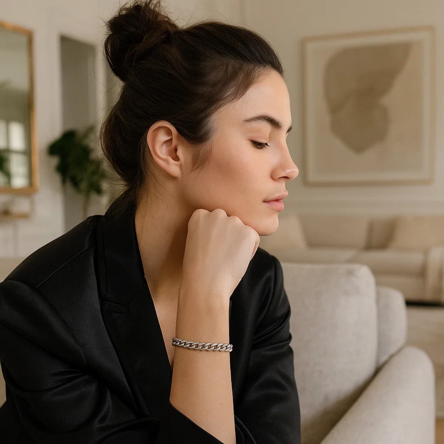 14K White Gold Cuban Link Bracelet (5.90 mm) - Image 4