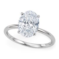 2 Carat Oval Lab Grown IGI G/VS1 Diamond Solitaire Ring in 14K White Gold