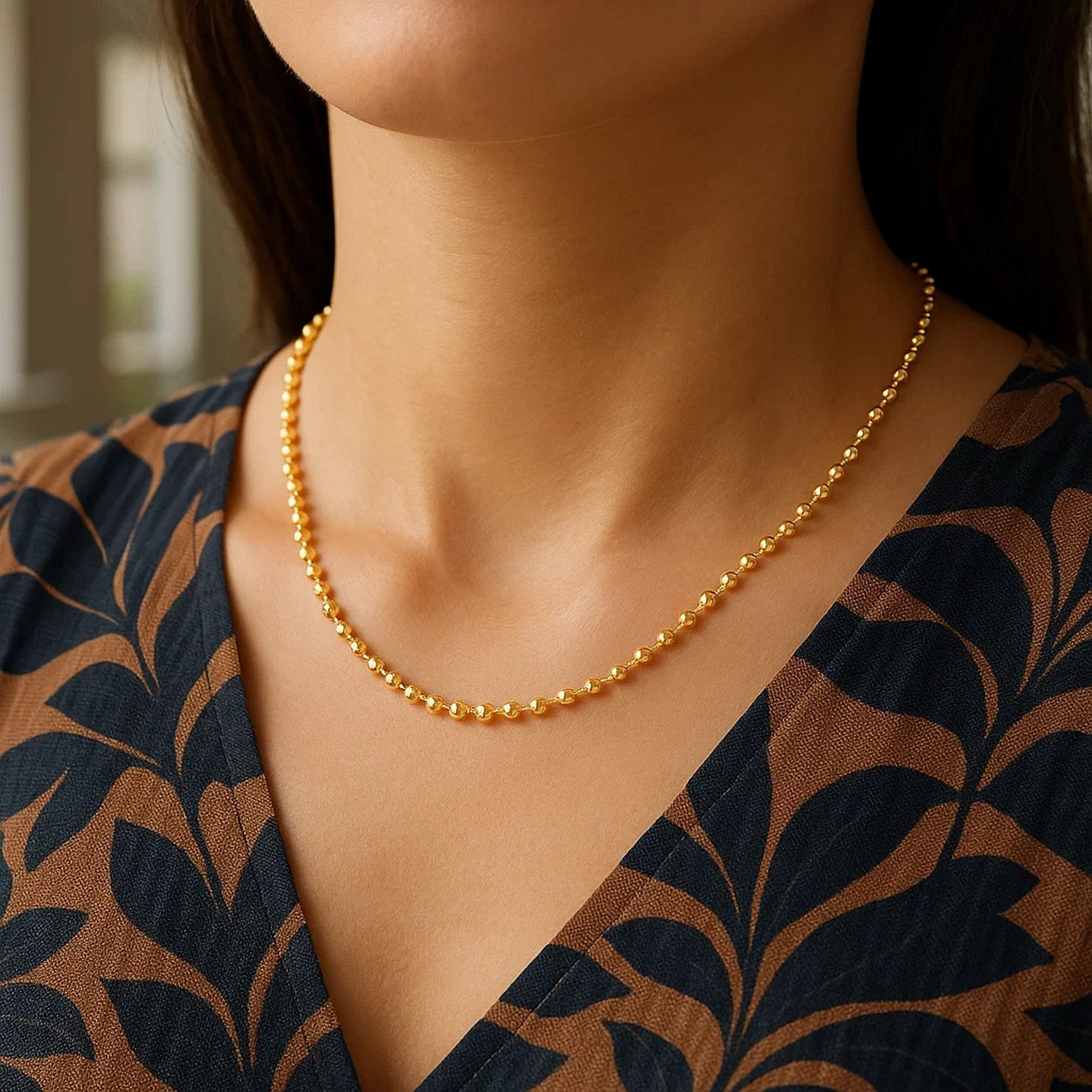 Moon Cut Bead Chain in 14k Yellow Gold (3.00 mm) - Image 4