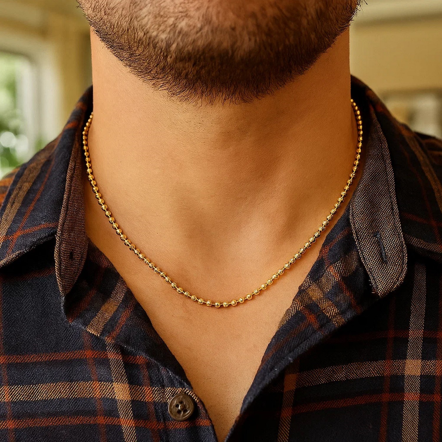 Moon Cut Bead Chain in 14k Yellow Gold (3.00 mm) - Image 5