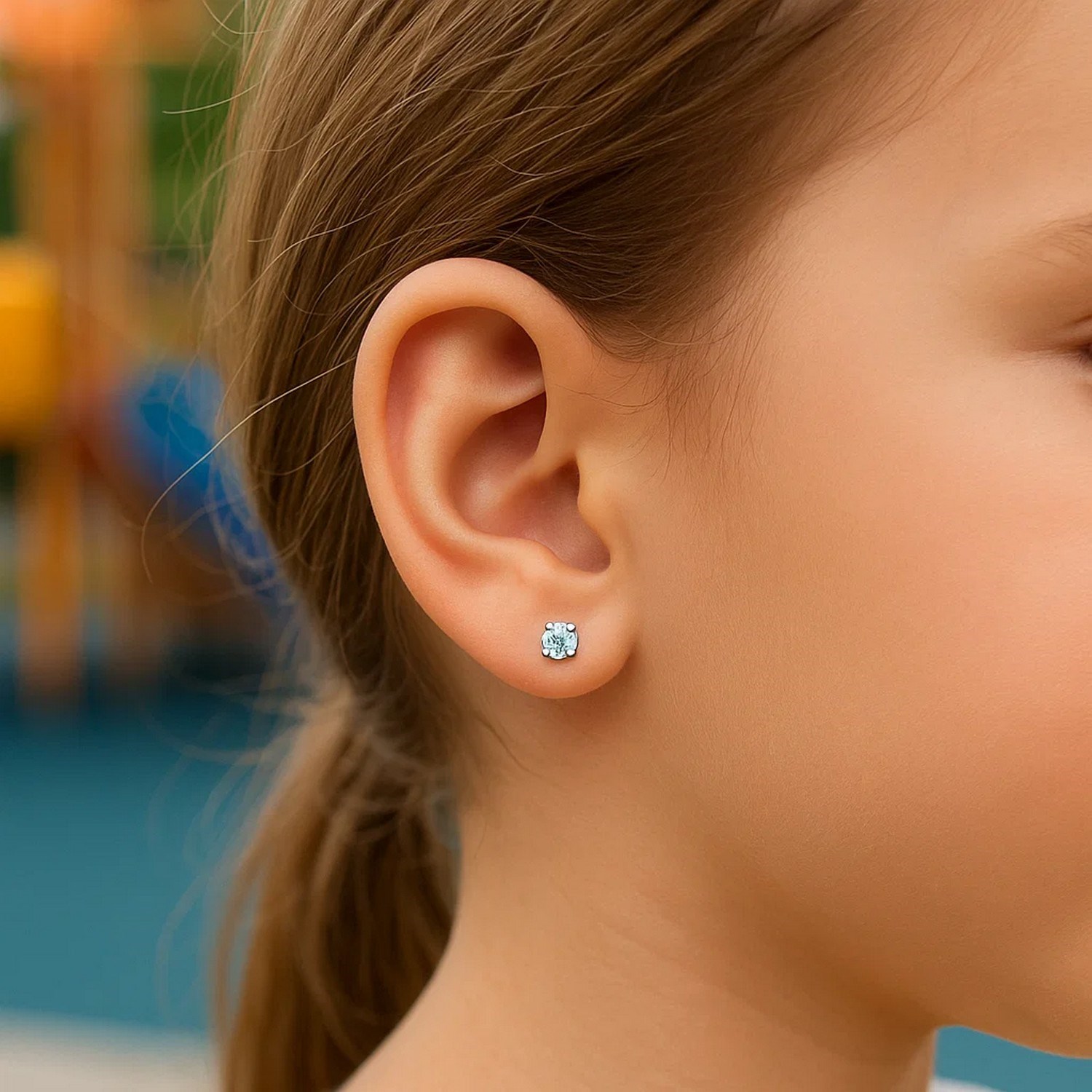 14k White Gold White Cubic Zirconia Stud Earrings(2mm) - Image 2