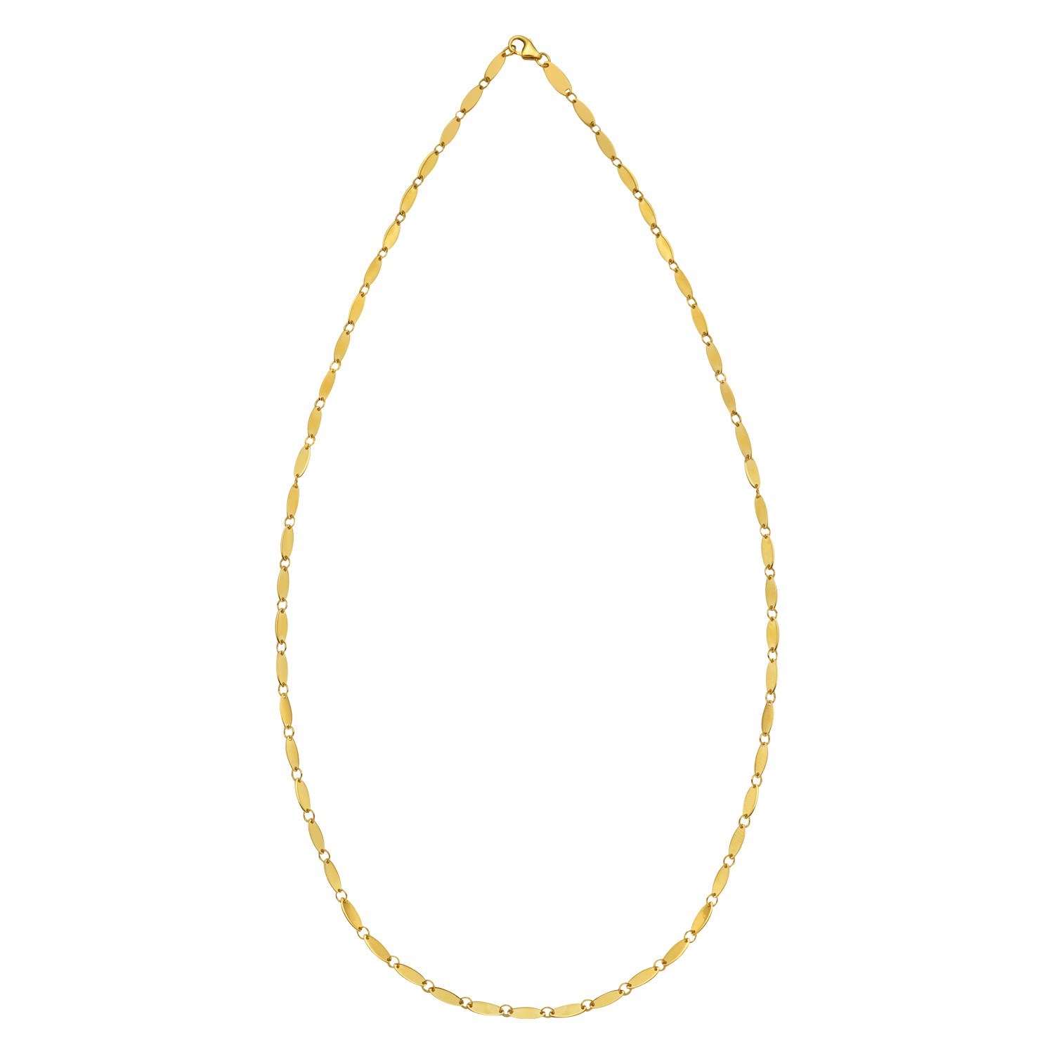 14K Yellow Gold Flat Pebble Link Necklace (2.50 mm) - Image 3