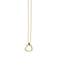 Amethyst Baguette Heart Necklace in 14K Yellow Gold