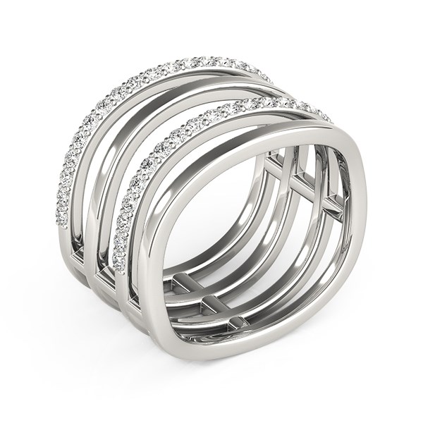 14k White Gold Multiple Band Design Ring with Diamonds (3/8 cttw) - Image 3