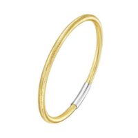 Sterling Silver Gold Plated Basketweave Stretch Bangle