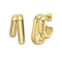 Sterling Silver Yellow Gold Plated Double Row Big and Small Hoop Earrings