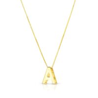 14K Yellow Gold Yours Truly Block Letter Initial A Necklace