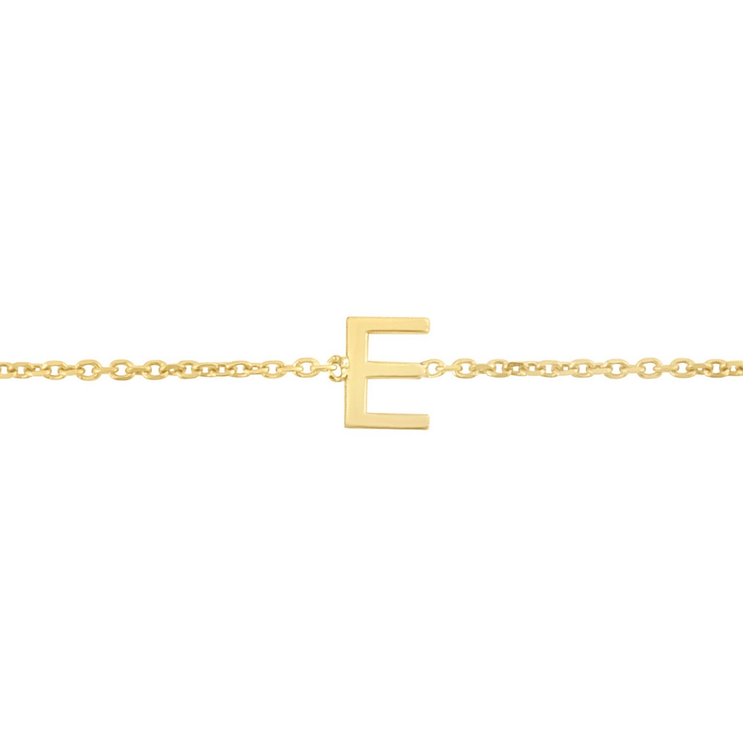 14K Yellow Gold Mini Initial E Bracelet - Image 3