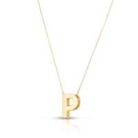 14K Yellow Gold Yours Truly Block Letter Initial P Necklace
