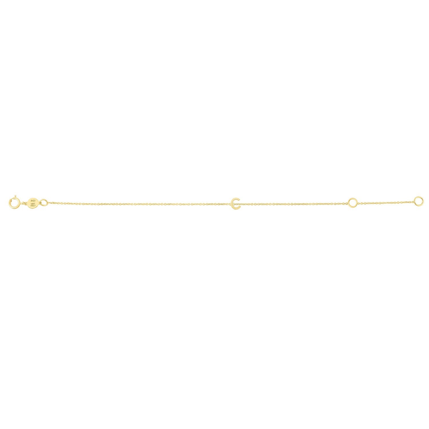 14K Yellow Gold Mini Initial C Bracelet - Image 2