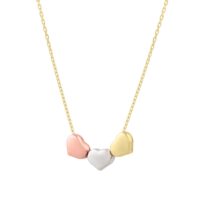 14K Tri Color Gold Triple Heart Necklace