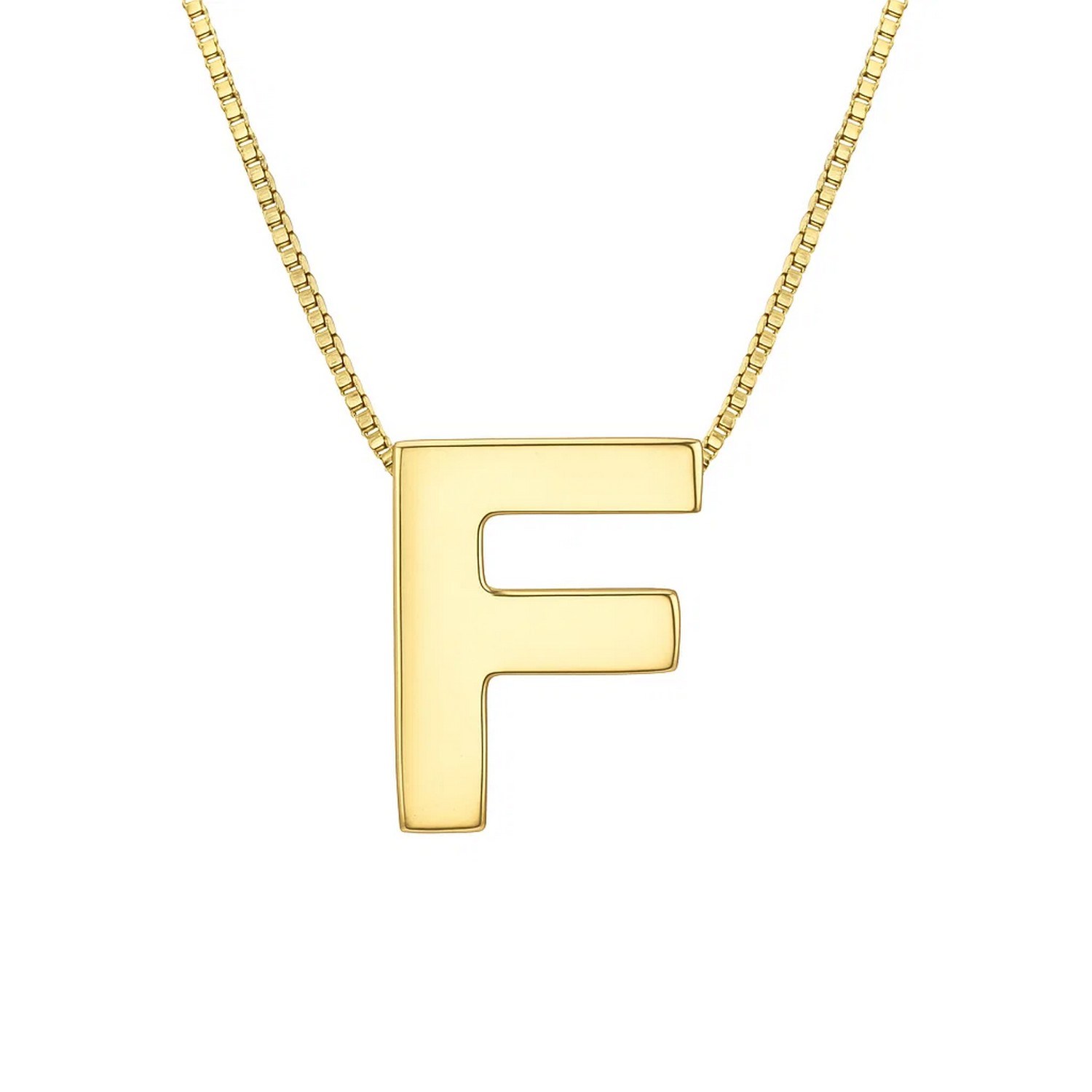 14K Yellow Gold Yours Truly Block Letter Initial F Necklace - Image 2