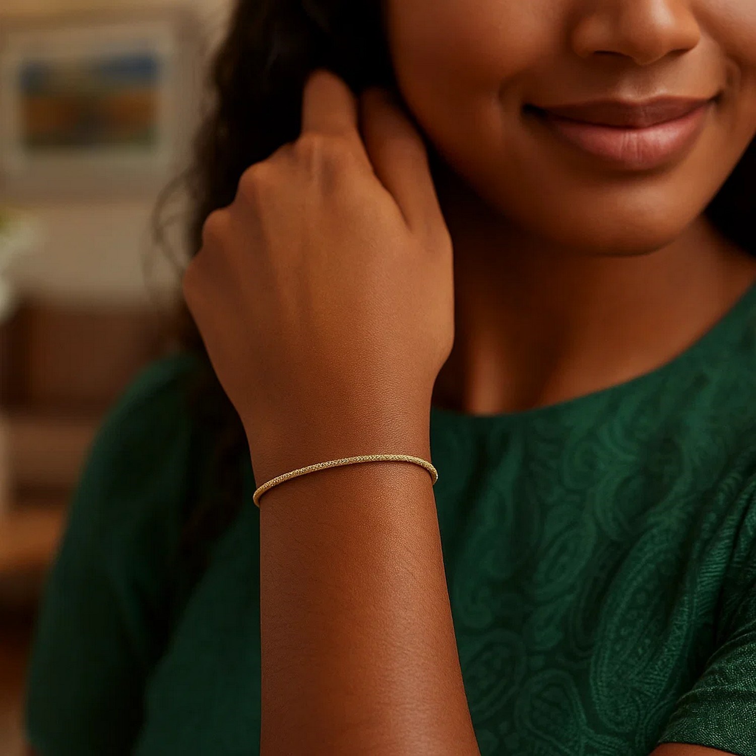 14K Yellow Gold Diamond Cut Sparkle Spring Bracelet (1.70 mm) - Image 3