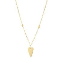 14K Yellow Gold Elongated Heart and Bead Station Necklace