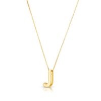 14K Yellow Gold Yours Truly Block Letter Initial J Necklace