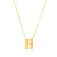 14K Yellow Gold Yours Truly Block Letter Initial H Necklace