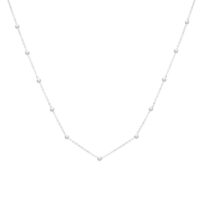 14K White Gold Saturn Bead Chain Necklace