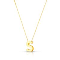 14K Yellow Gold Yours Truly Block Letter Initial S Necklace