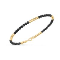 14K Yellow Gold And Onyx Pallina Bead Bracelet (3.00 mm)