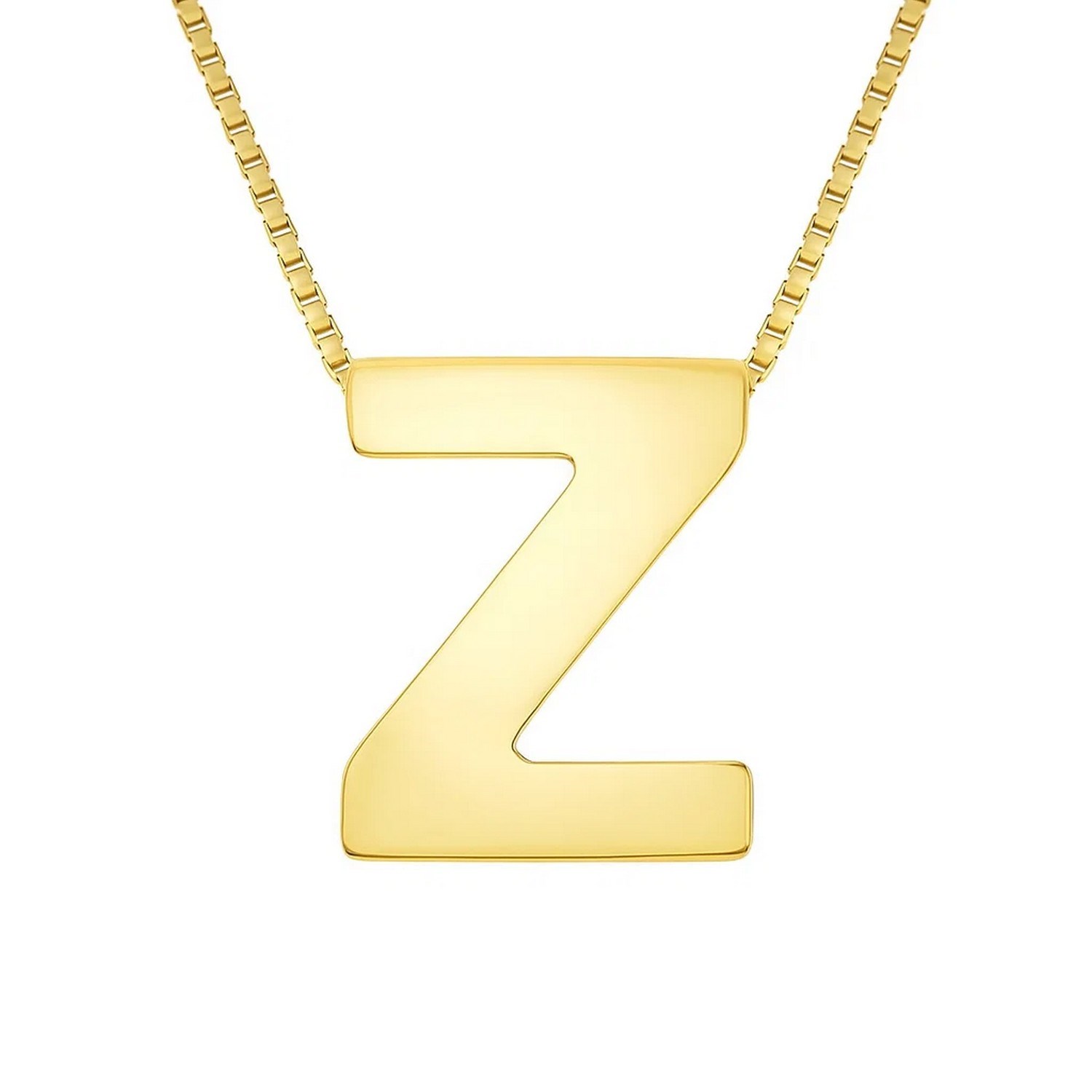 14K Yellow Gold Yours Truly Block Letter Initial Z Necklace - Image 2